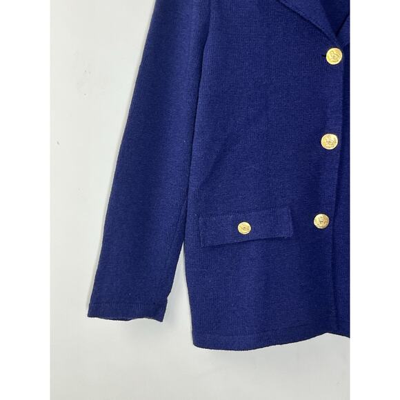 Vintage Wool Blend Cardigan Sweater Blazer Women M Gold Buttons Old Money Preppy - Picture 4 of 12